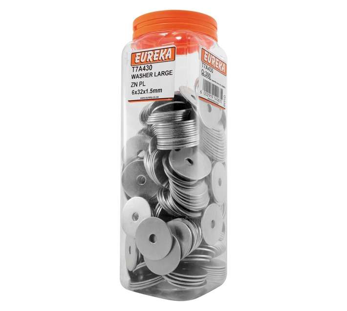 Eureka 300 x Large Zinc Plated Washers (6 x 32 x 1.5mm)
