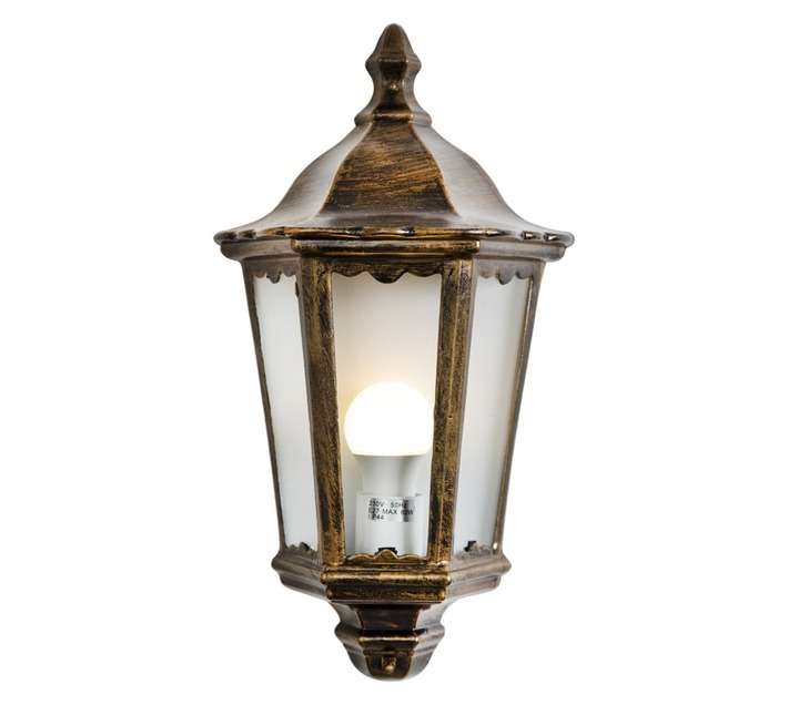 Eurolux Half Lantern Wall Light - Black/Gold (60W)