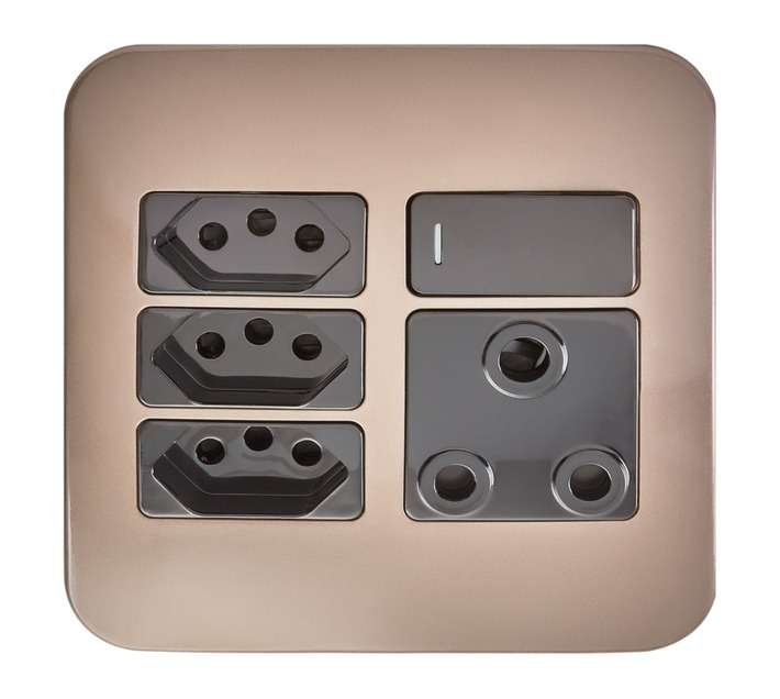 Veti Switch Plug 1x16a 3xeuro - Black/Bronze