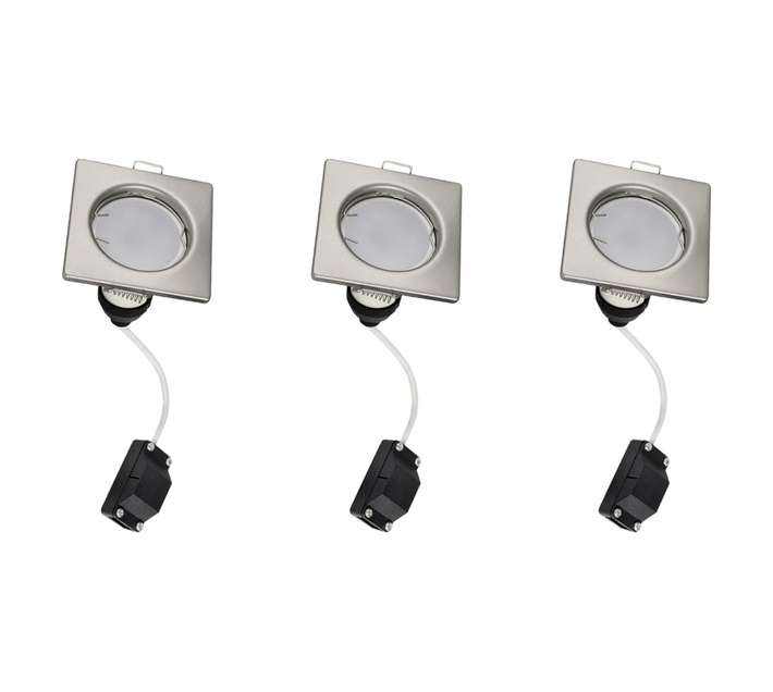 Lightworx 3 x LED GU10 Square Downlight - Satin Chrome (4w)
