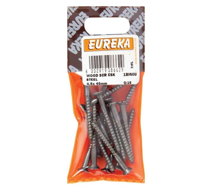 Eureka 16 x Countersunk Steel Wood Screws ( 4.5 x 45mm)