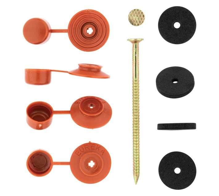 Eureka 50 x Roof Seal Nail and Cap - Brass (75 x 3.55mm)