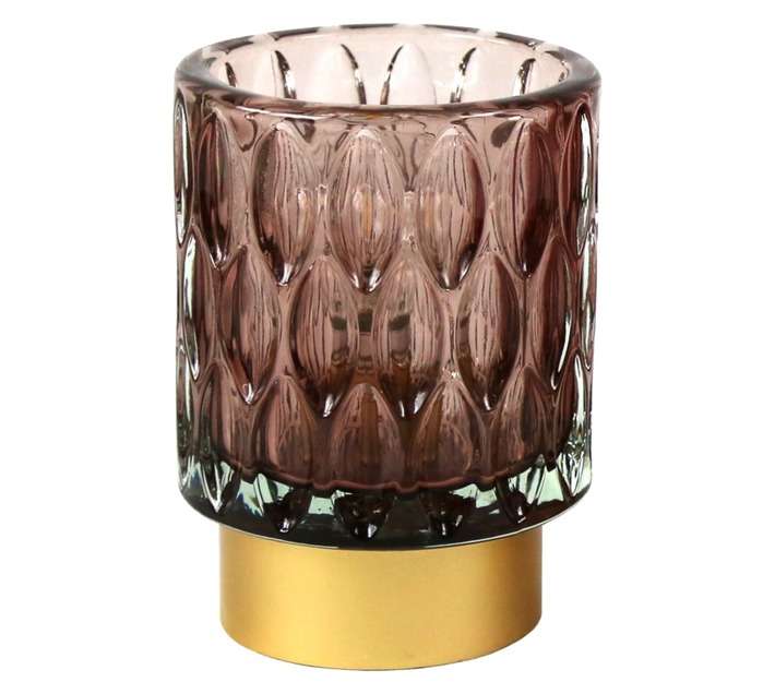 DH Small LED Glass Lantern - Smokey Blush