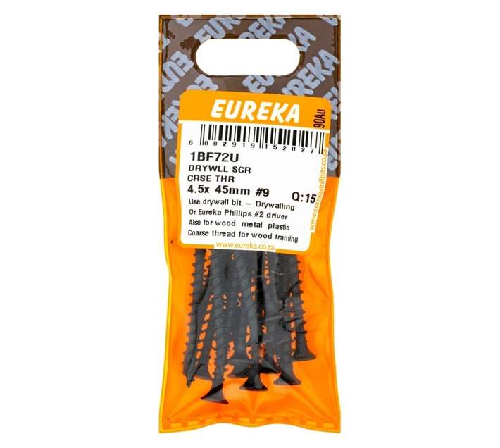 Eureka 15 x Coarse Thread Drywall Screws (4.5 x 45mm)