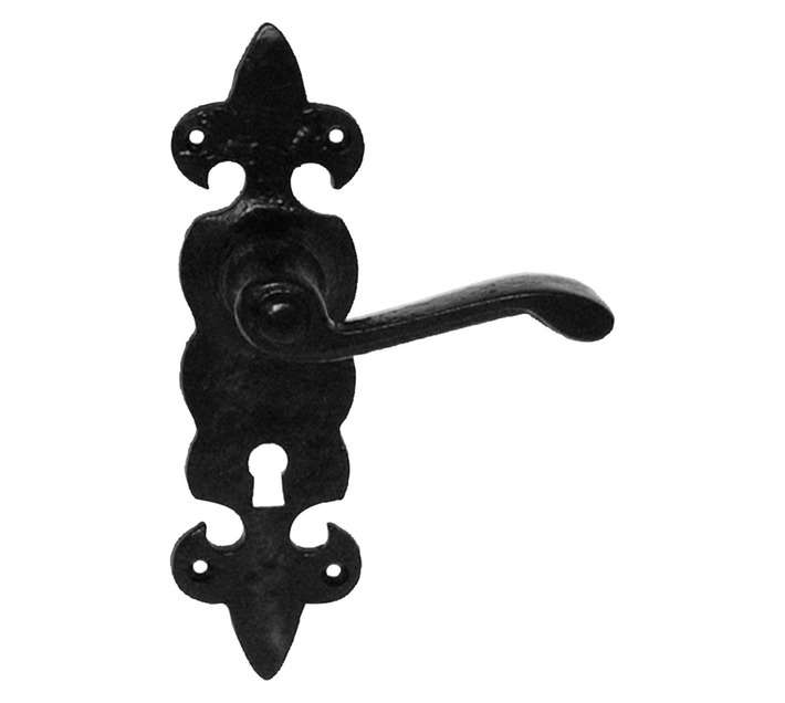 Euro Brass Handle Lever Fleurs/Plate
