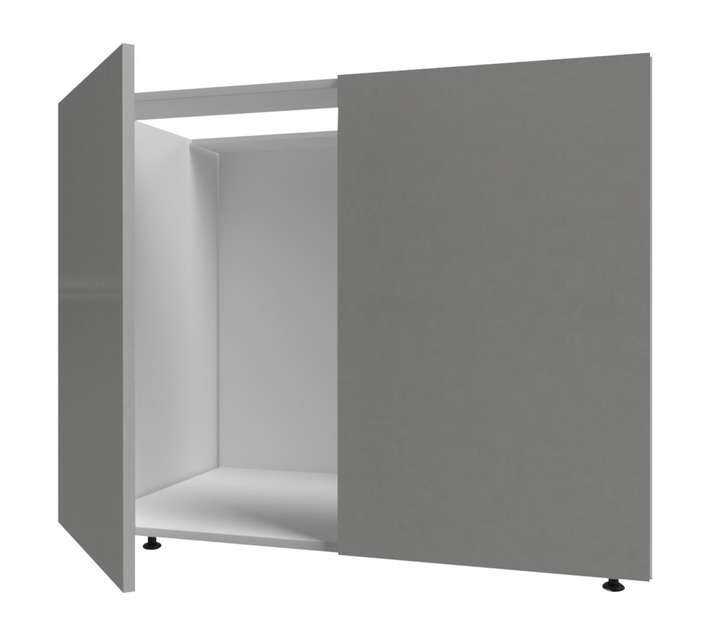 Home and Kitchen Gloss Base Cabinet Unit - Stone Grey (900 x 560 x 720mm)