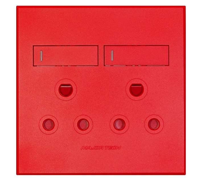 Veti Series 3 Double Dedicated Plug Sockets - Red (100 x 100mm)