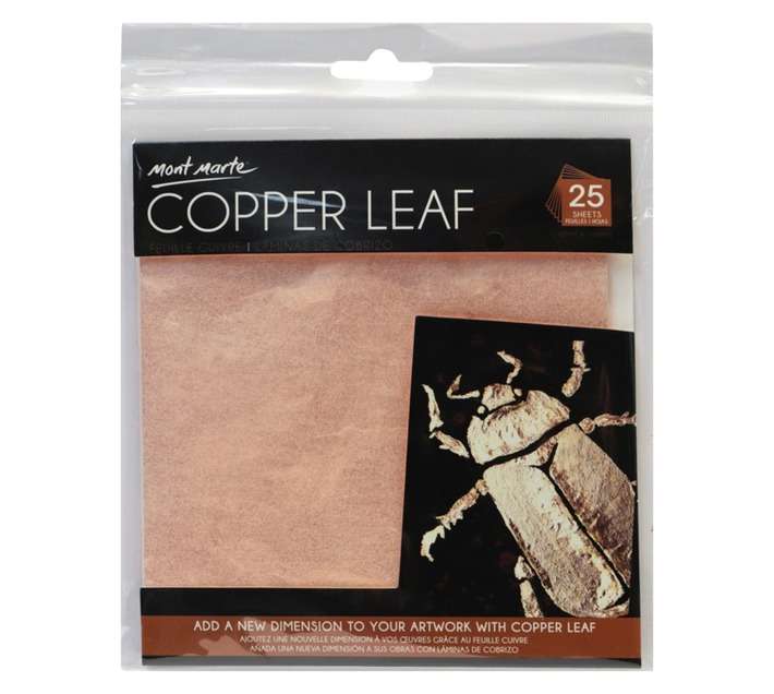 Mont Marte 25 x Imitation Leaf Sheets - Copper (140 x 140mm)
