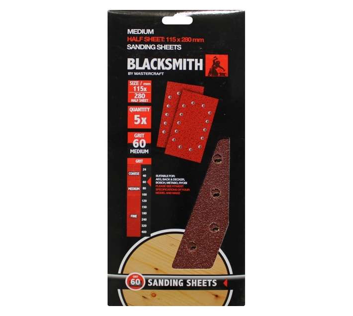 Blacksmith 1/2 Aluoxide Sand Paper Sheet 60 Grit (115 x 280mm)