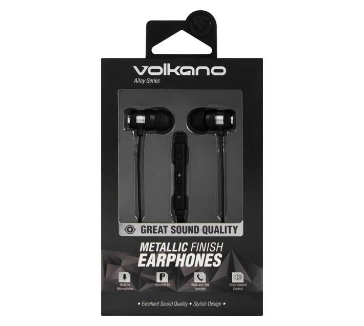 Volkano Alloy Earphones - Black/Silver