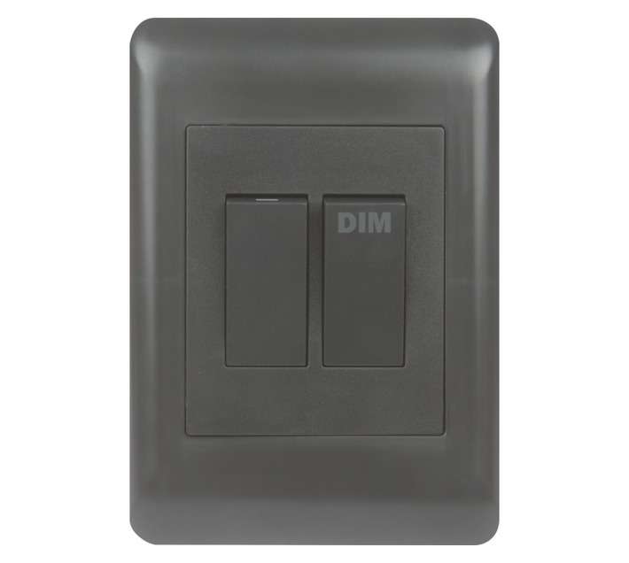DH DHC42SW2DIM 2 Lever 1 Way Dimmer Switch - Charcoal (50 x 100mm)