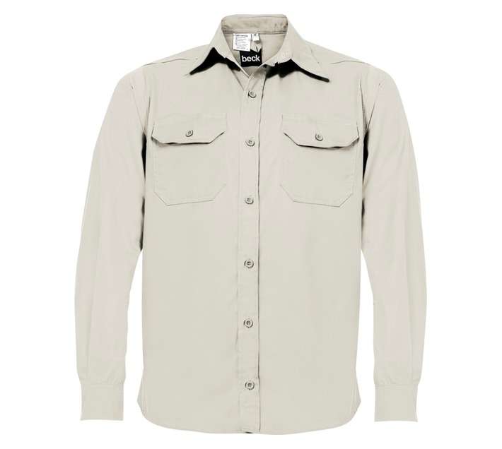 Beck Cotton Long Sleeve Shirt - Stone (2 x Extra L)