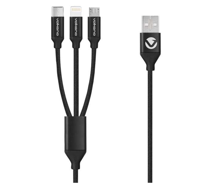 Volkano 3-in-1 Cable - Black (1000mm)
