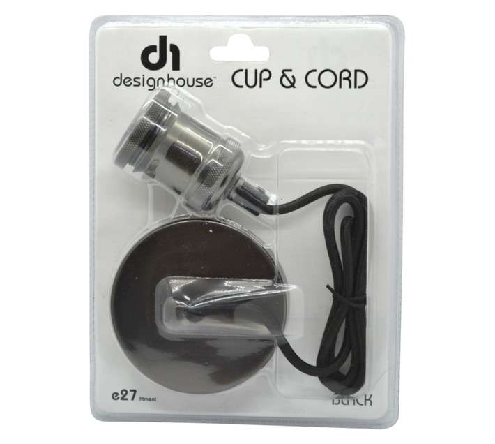 Design House Lamp Holder Cup and Cord - Black