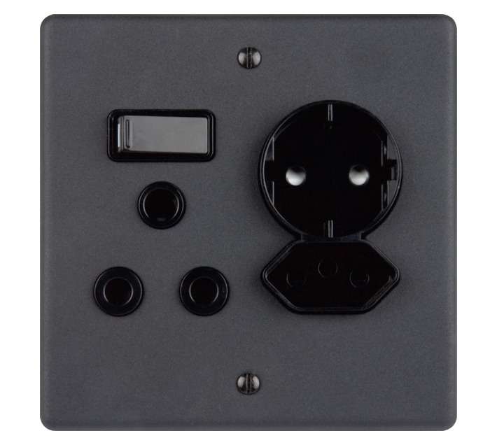 Lesco 9YX44MCSMBADH Schuko Wall Socket - Black (16A)