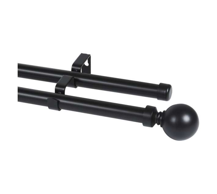 Design House Double Ball Curtain Rail - Black (3000mm)
