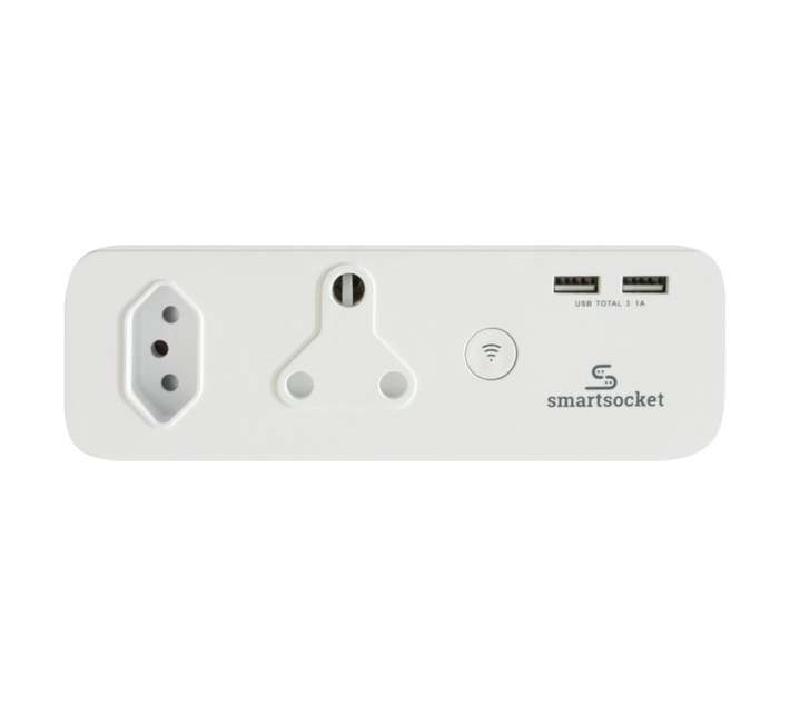 Smartsocket WiFi Power Plug Adapter with 2 USB Ports - White