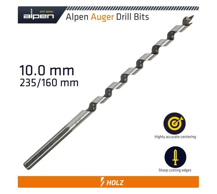 Alpen ALP21610 Wood Brad Point Auger Bit (10 x 250mm)