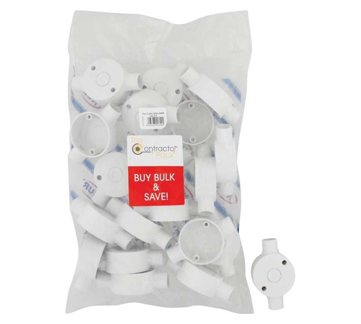 Proton Prepack 20 x PVC 2 Way Junction Boxes - White (20mm)