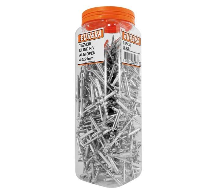 Eureka 400 x Aluminium Open Blind Rivets (4 x 21mm)