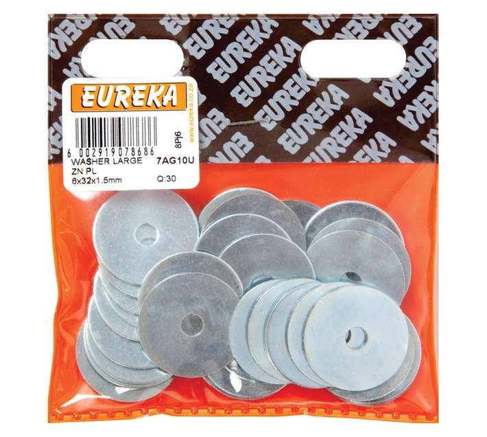 Eureka 30 x Large Flat Washers (6 x 32 x 1.5mm)