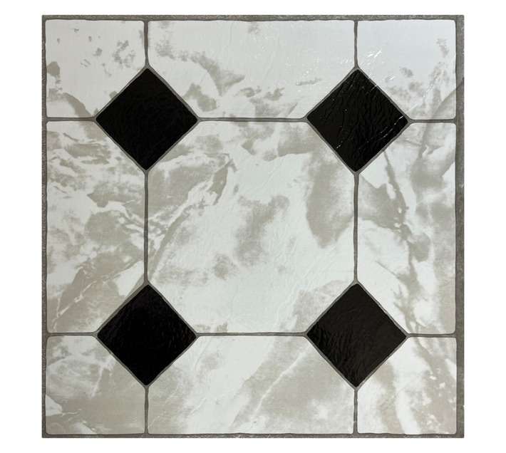 Multi-Flor Design Tile 3011 Self-Stick Vinyl Tiles - Black/White (300 x 300mm)