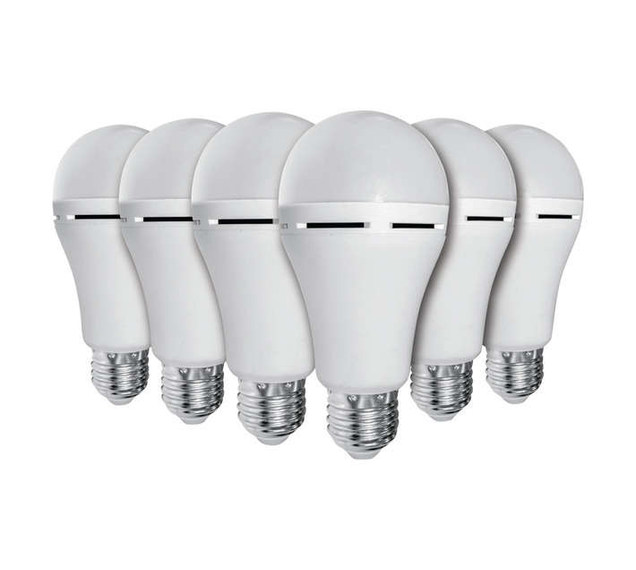 Elecstor 6 x E27 Rechargeable LED Globe Bulbs - Cool White (7W)