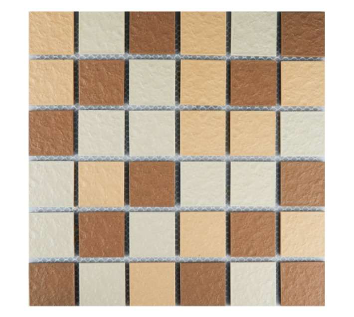 Ceramic Wholesalers FT4532 Porcelain Mosaic Tile - Brown/Cream/White (29.8 x 29.8mm)