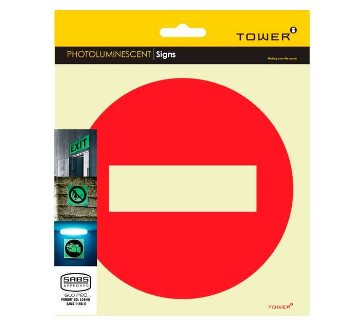 Tower No Entry Luminating Sign - Red/White (190 x 190mm)