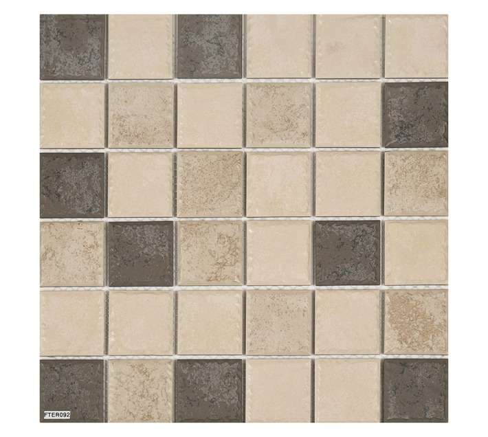 Ceramic Wholesalers FTER-092 Mosaic Porcelain Matt Tile - Rustic Grey Cmb (305 x 305mm)