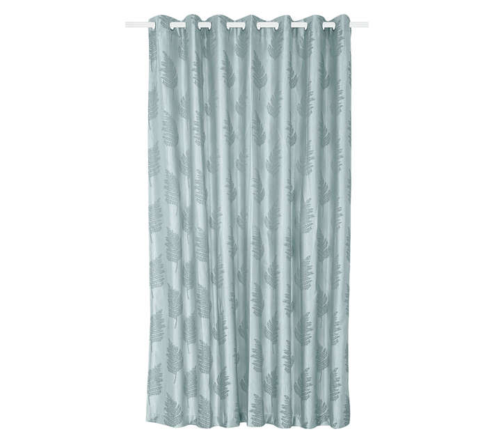 Design House Jacquared Leaf Eyelet Curtain - Green (2500 x 2300mm)