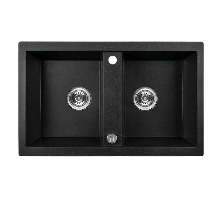 Laveo Barbados 2 Bowl Sink - Black (780 x 480 x 170mm)