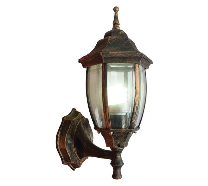 Eurolux Bevelled Glass Up Facing Lantern - Black Gold