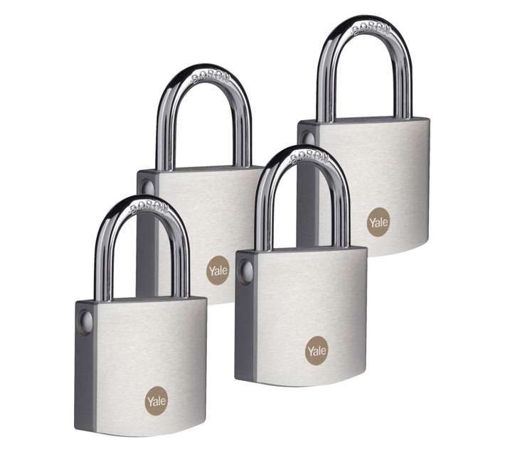 Yale 4 x Brass/Chrome Padlock (50mm)