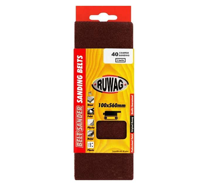 Ruwag 100 x 560mm P40 Sanding Belts (3 Pack)