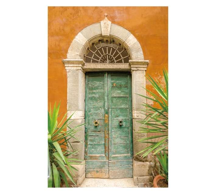 Design House Door Canvas Print - Green (600 x 900mm)