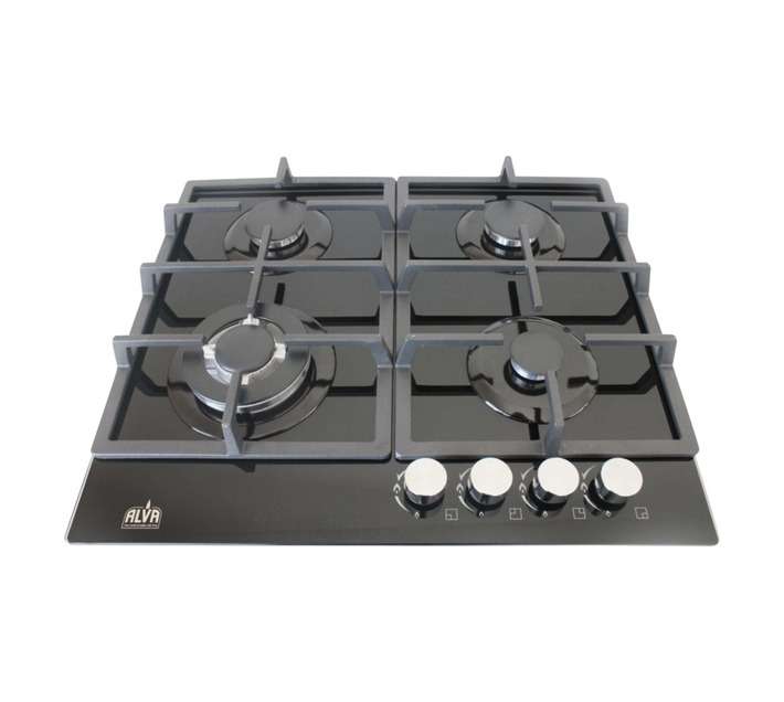 Alva 4 Burner Gas Hob (590 x 510mm) Black/Silver GDH200