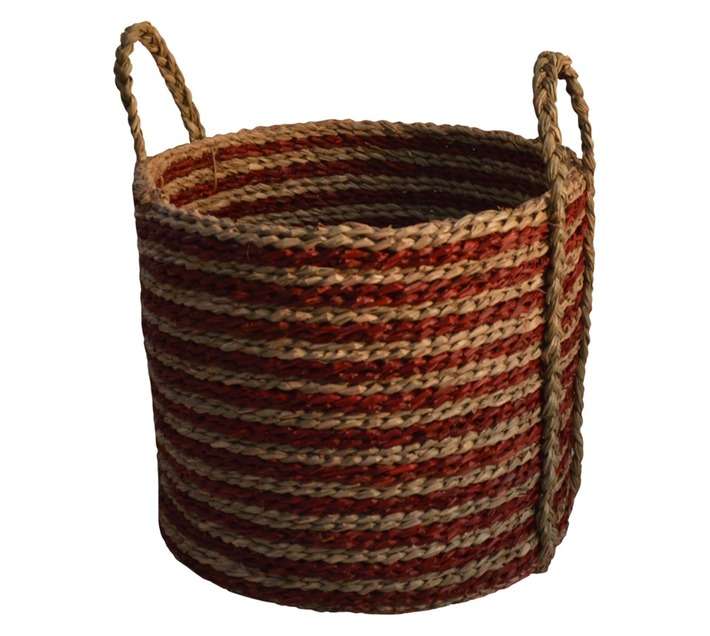 Design House Seagrass Basket - Natural/Red (330 x 330 x 300mm)