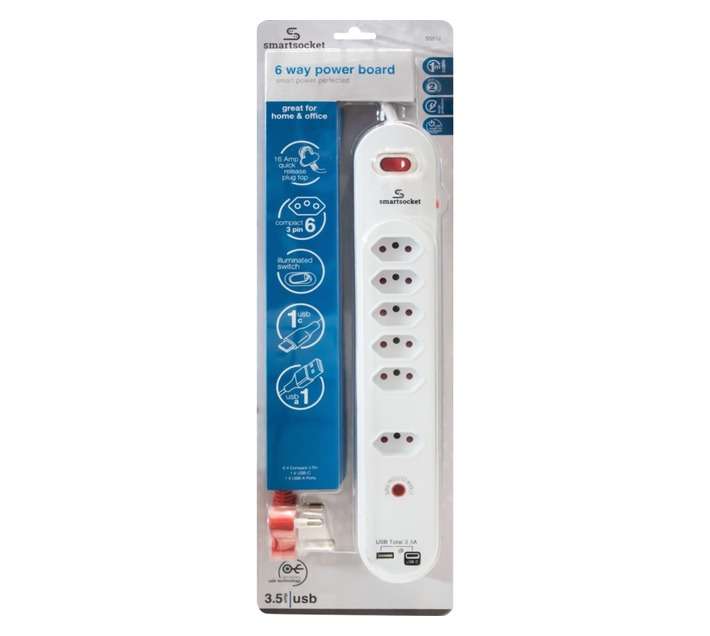 Smartsocket 6 Way 3.5A USB Power Board Adaptor
