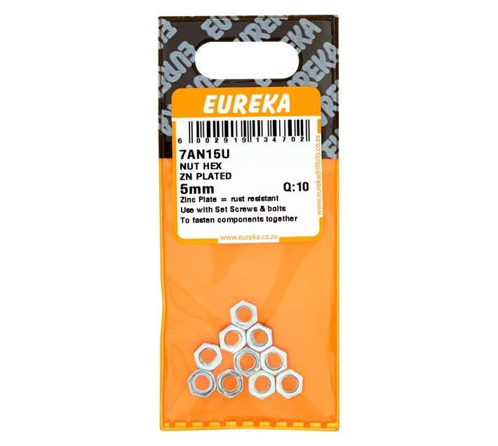 Eureka 5mm Zinc Plated Hex Nut (10 Pack)