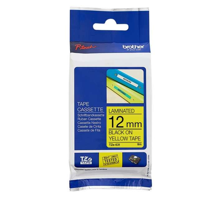 Brother TZE-631 Laminated Tape - Yellow (12mm x 8m)