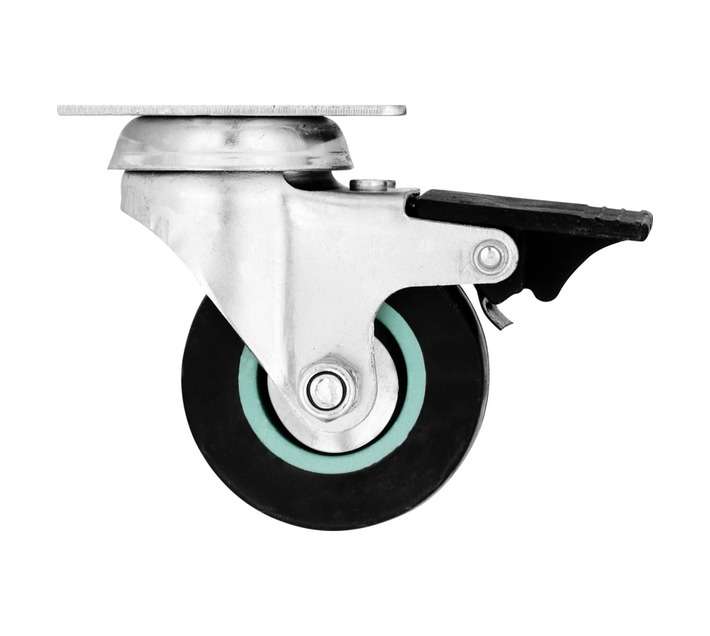 Hillaldam Castor Swivel Brake Rubber Plate Wheel - Grey (50mm)