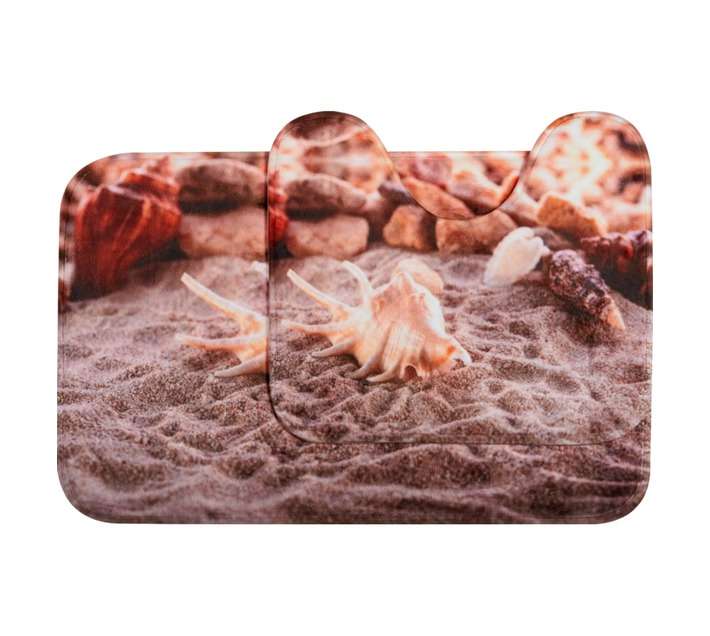 Waltex 2 Piece Memories Bath Mat Sandy Shells Printed