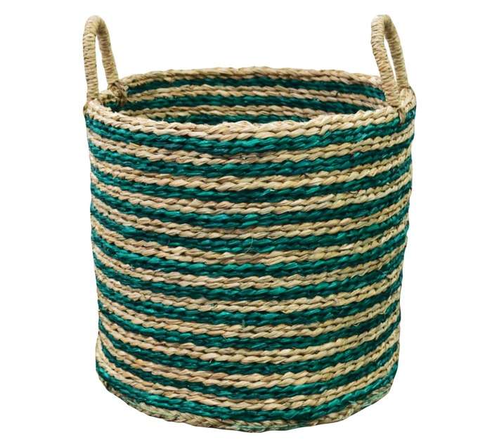 Design House Seagrass Basket - Natural/Green (390 x 390 x 350mm)