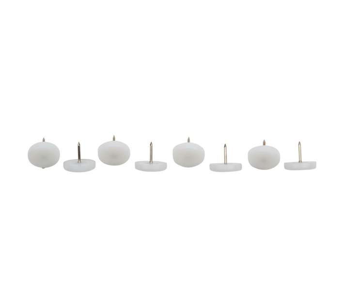 Safe Top Glides Plastic With Nail - White (25mm x 8 Pads)