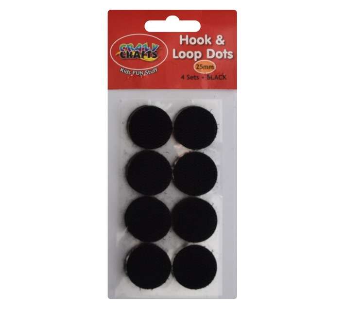 Crazy Crafts Hook and Loop Velcro Dots - Black (25mm)