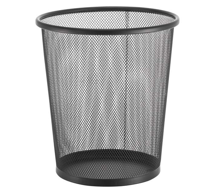 Bathroom Basics Round Waste Paper Basket - Black