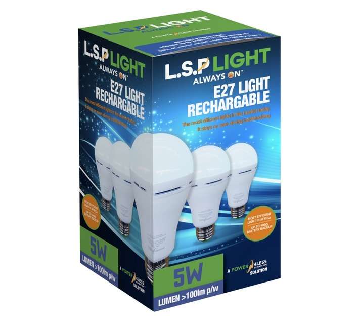 Power4less LSP 6 x A60 E27 Battery Backup LED Globe - Cool White (5W)