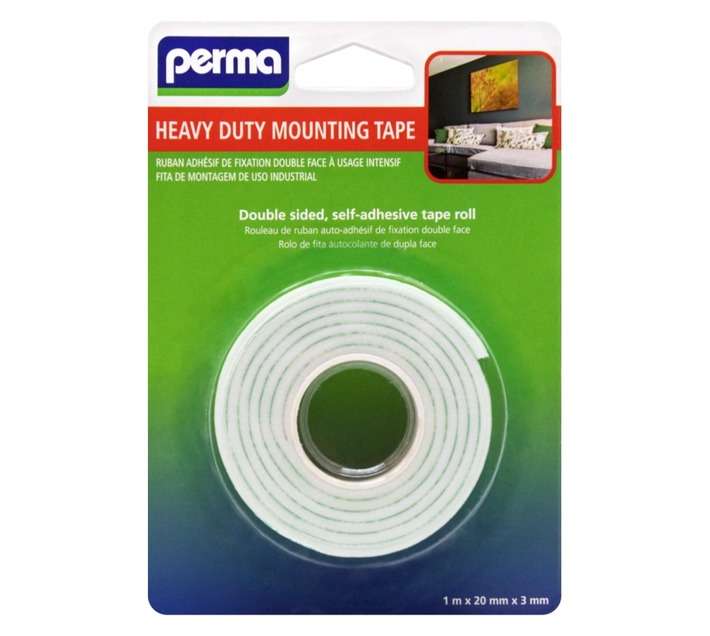 Perma Heavy Duty Mirror Mounting Tape - White (1000 x 20 x 3mm)