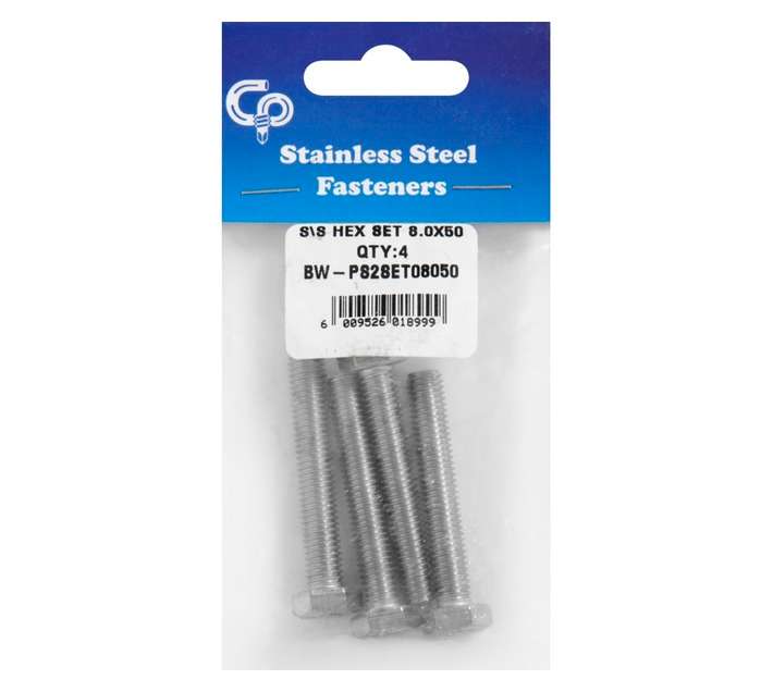 4 x Stainless Steel Hex Set (50 x 8mm)